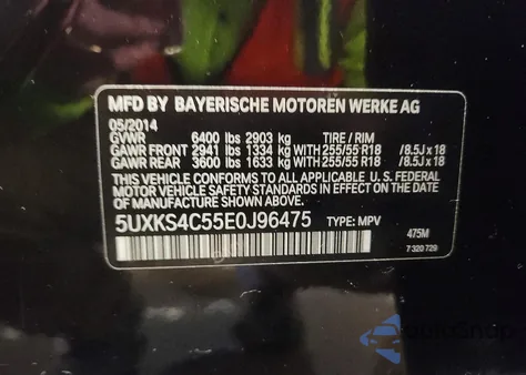 2014 BMW X5 xDrive35D из США, поврежденный, VIN 5UXKS4C55E0J96475